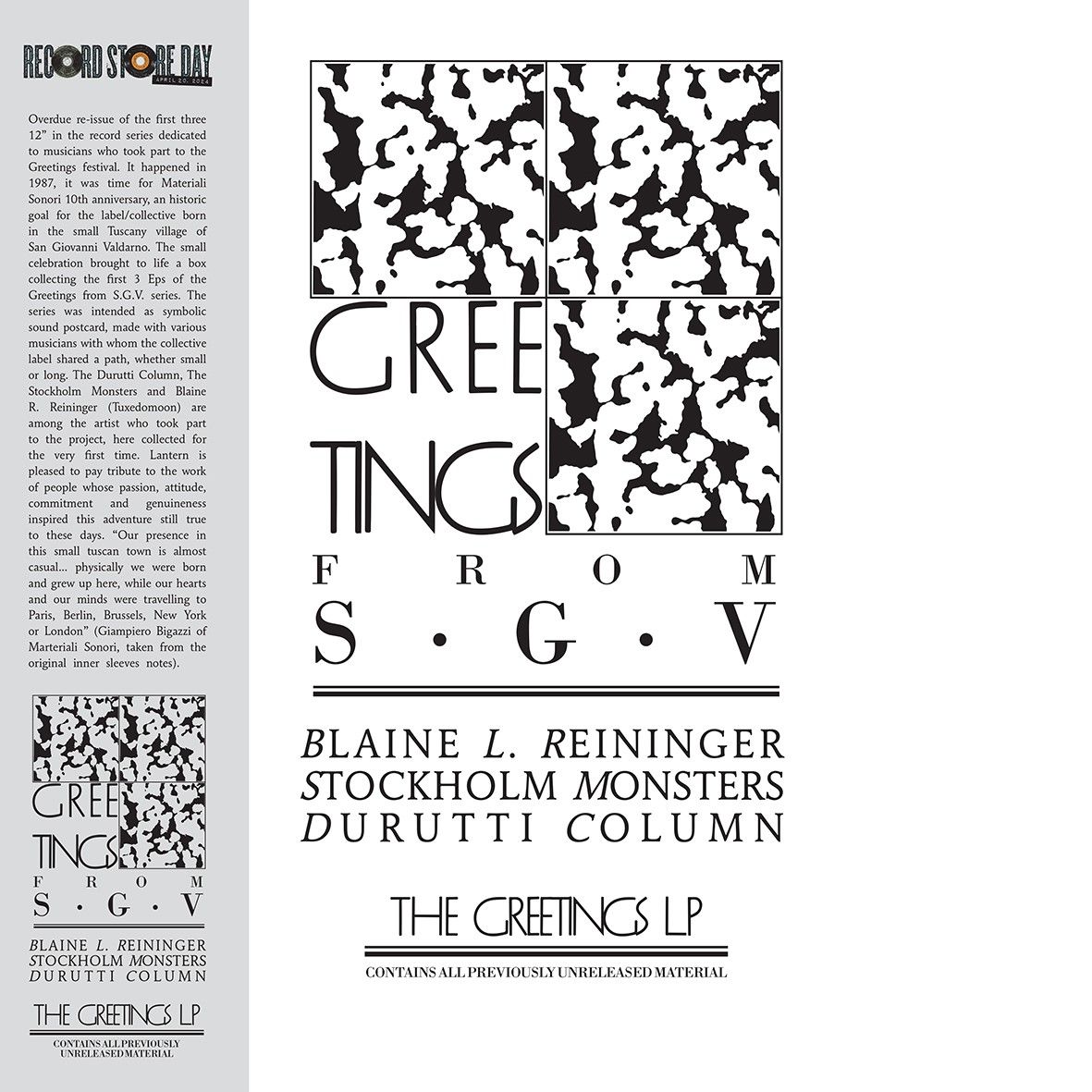 V/a(- Blaine L. Reininger, Durutti Column, Stockholm Monsters) - Greetings from S.G.V. -The Greetings LP